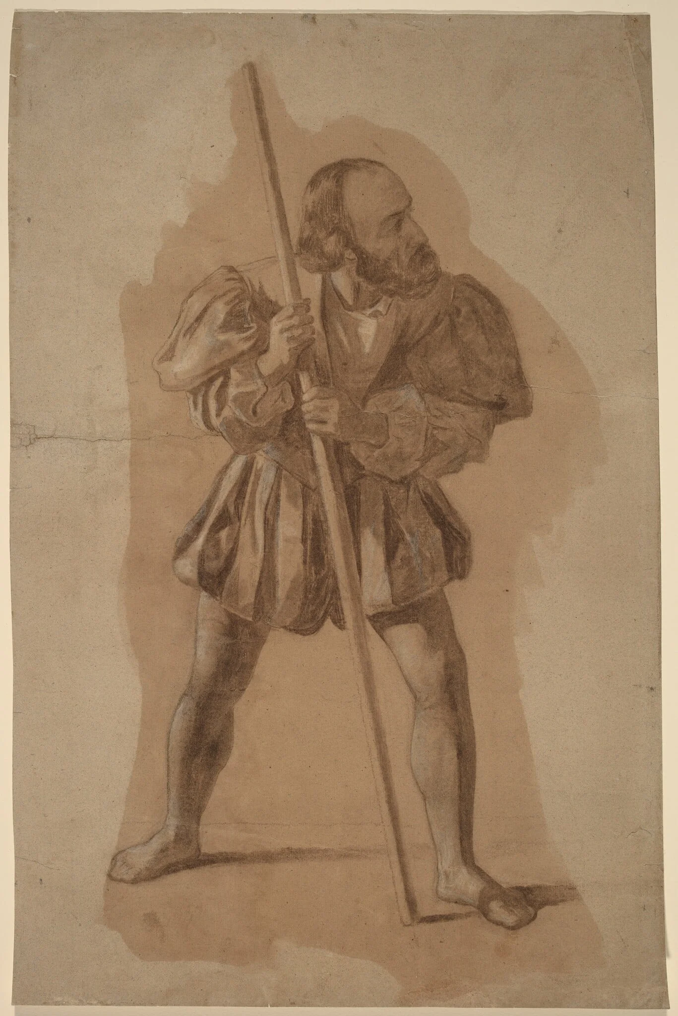 Figure Costume Study for Columbus Mural, Washington, D.C., by John Vanderlyn, ink, 1837