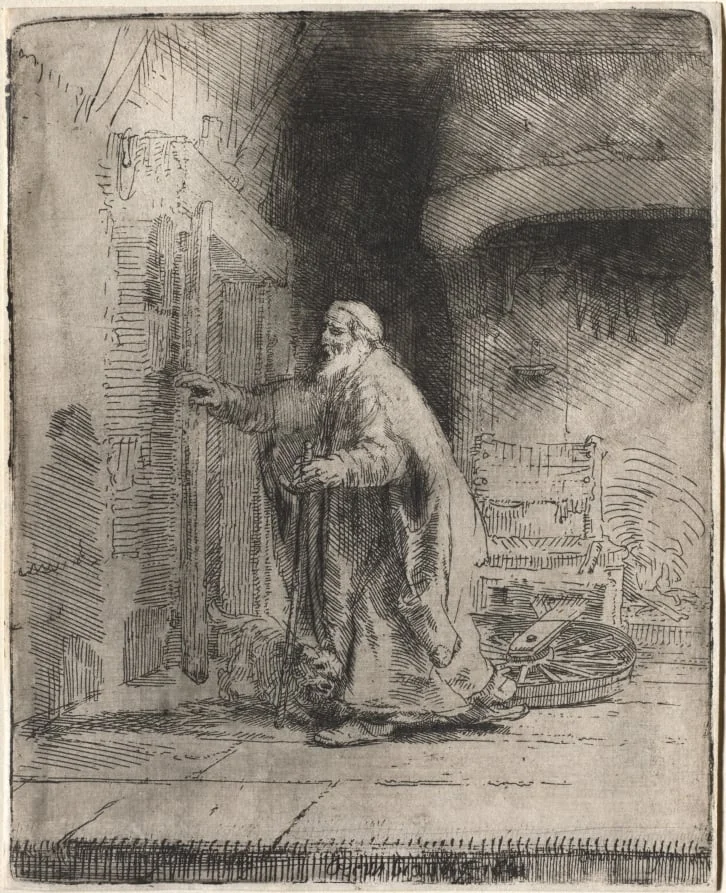 The Blindness of Tobit: The Large Plate, by Rembrandt, 1651