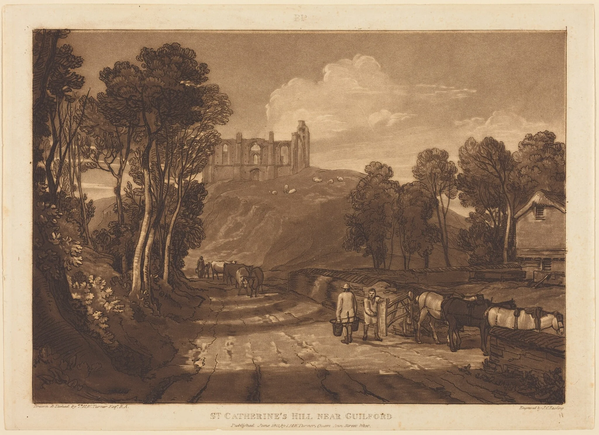Saint Catherine's Hill Near Guilford, by J.C. Easling, ink, 1811