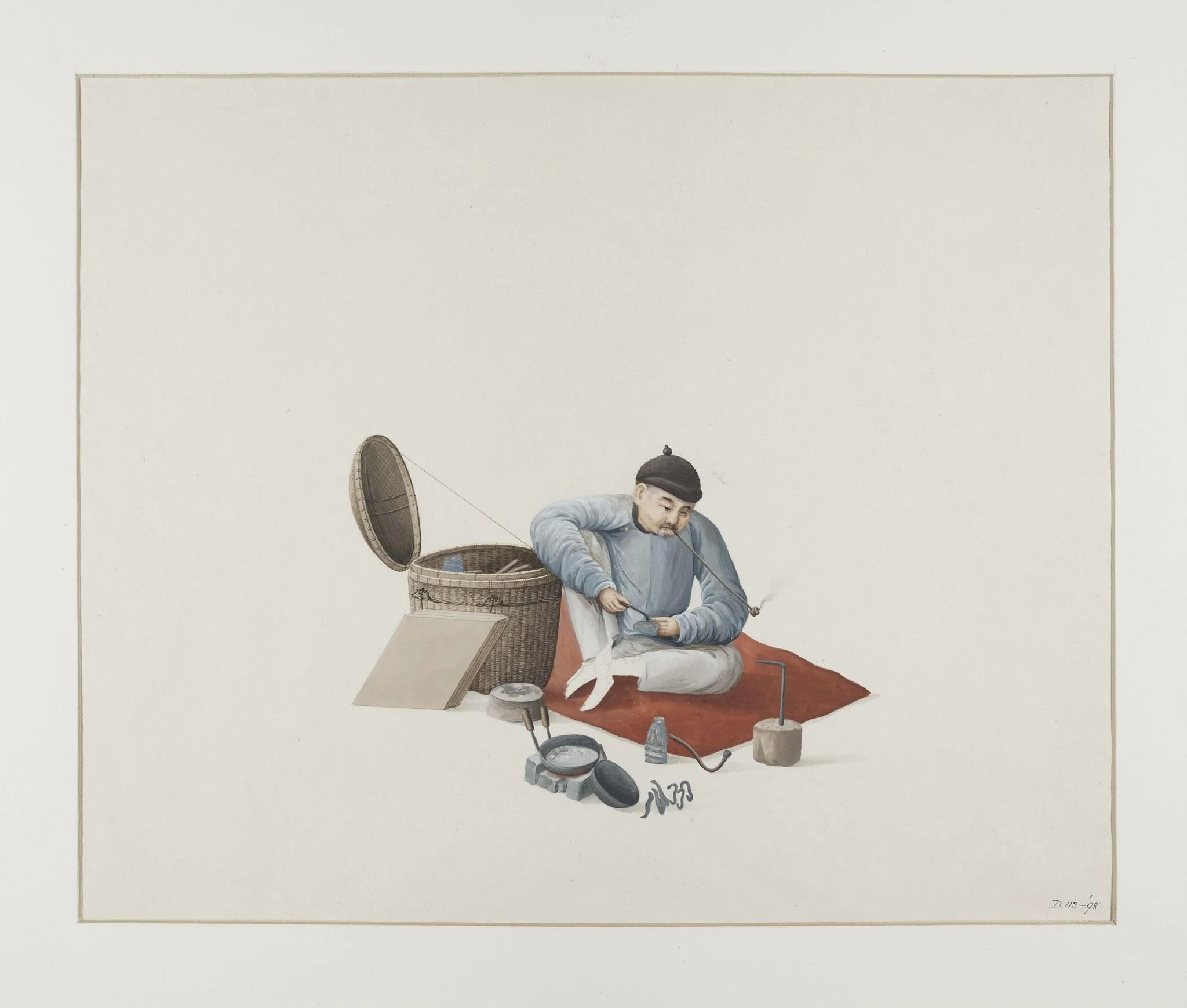 Man Making Pewter, by Puqua, paint, 1790