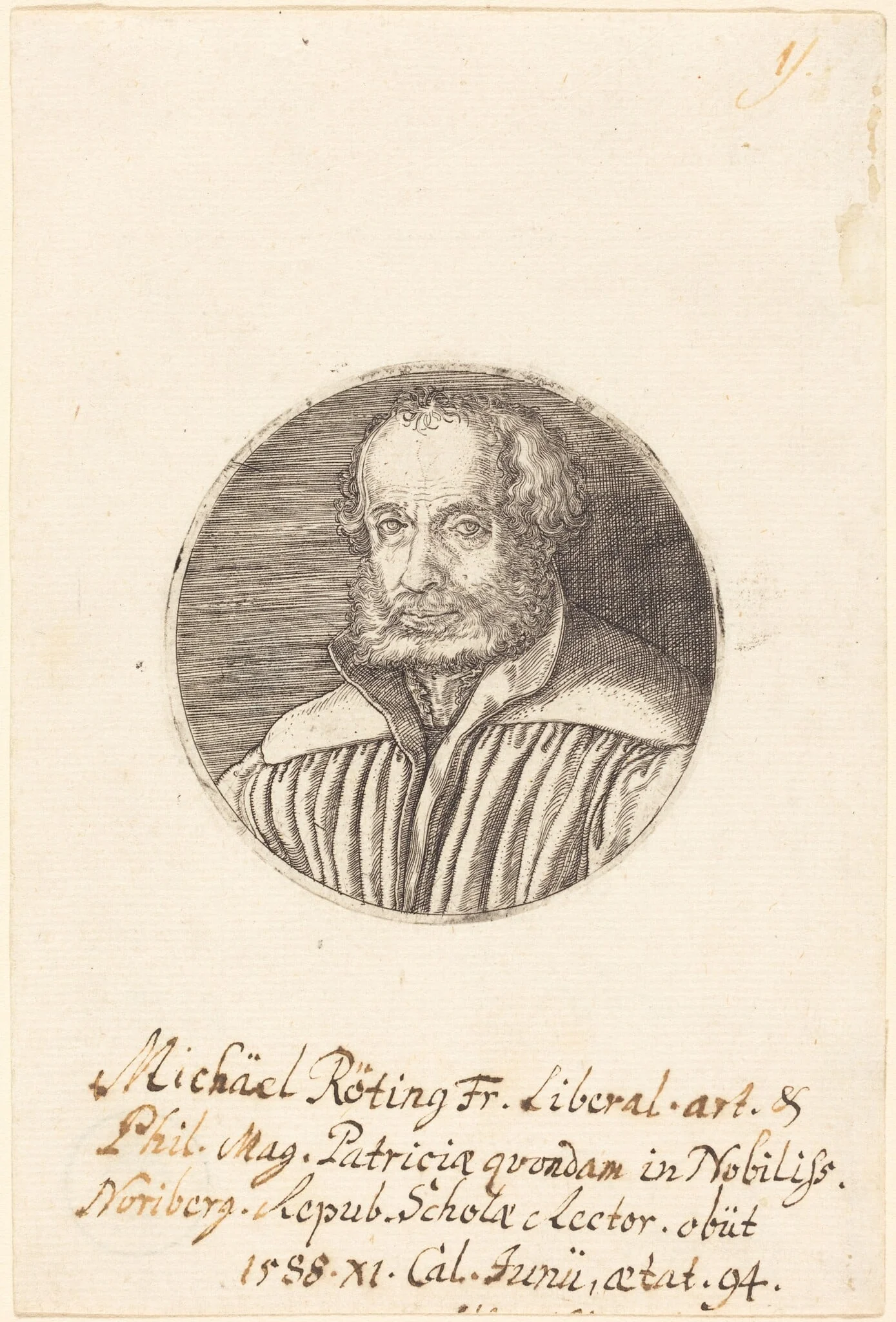 Michael Roting, by Jakob Binck, ink, 1521