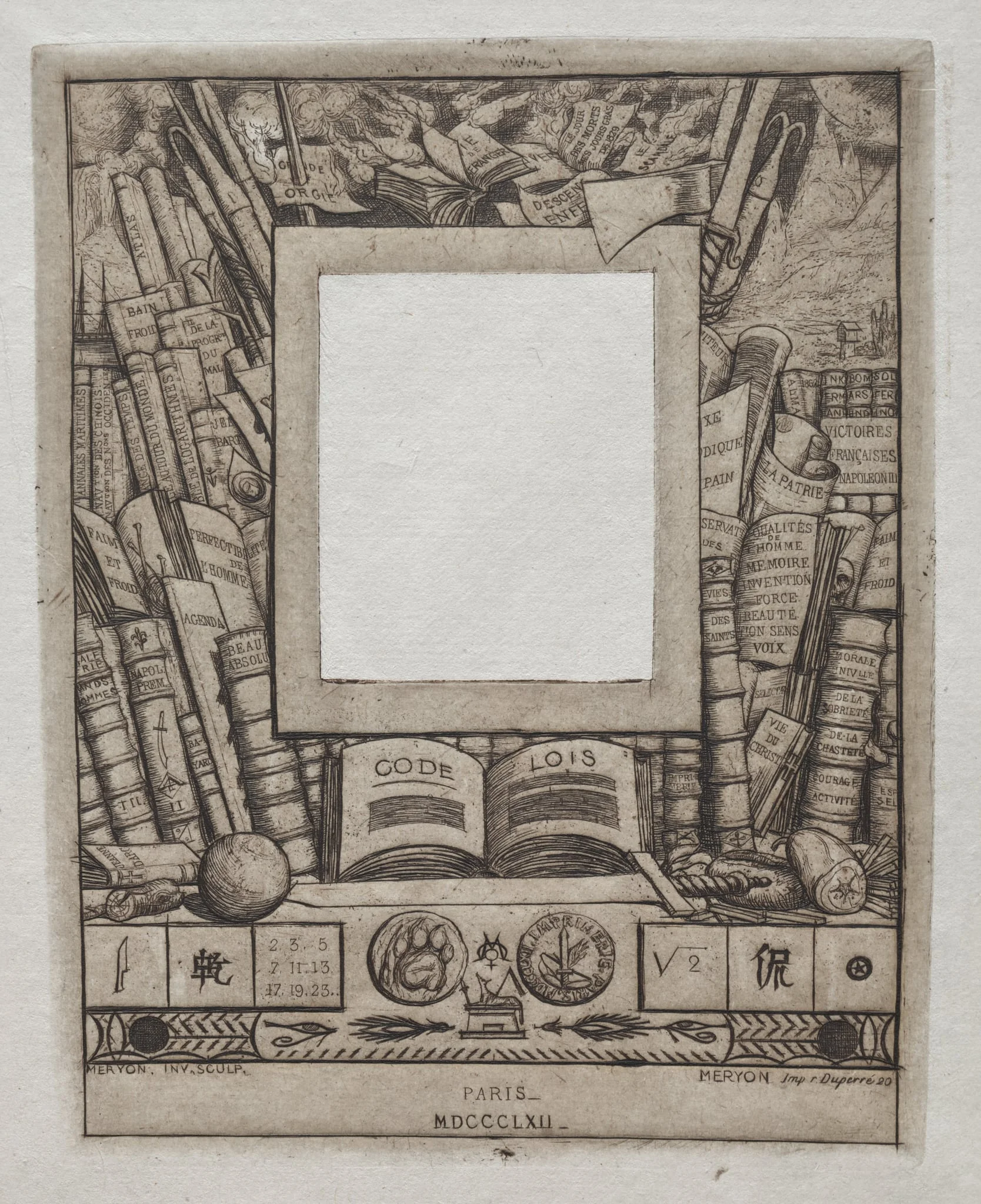 Design for a Frame for the Portrait of Armand Guéraud, by Charles Meryon, 1862