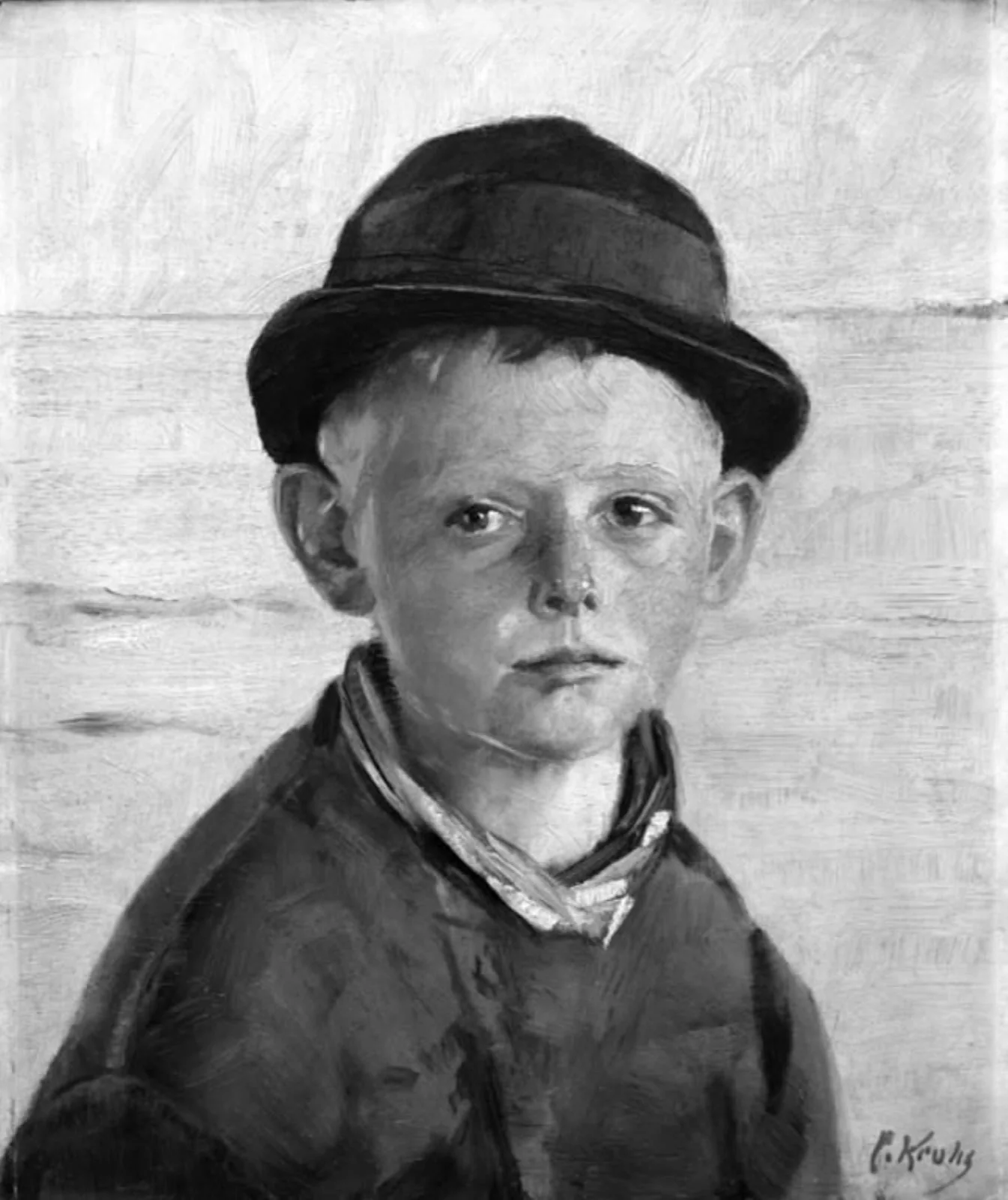 Fisher Boy by the Sea, Evening Sun, by Unknown, 1893