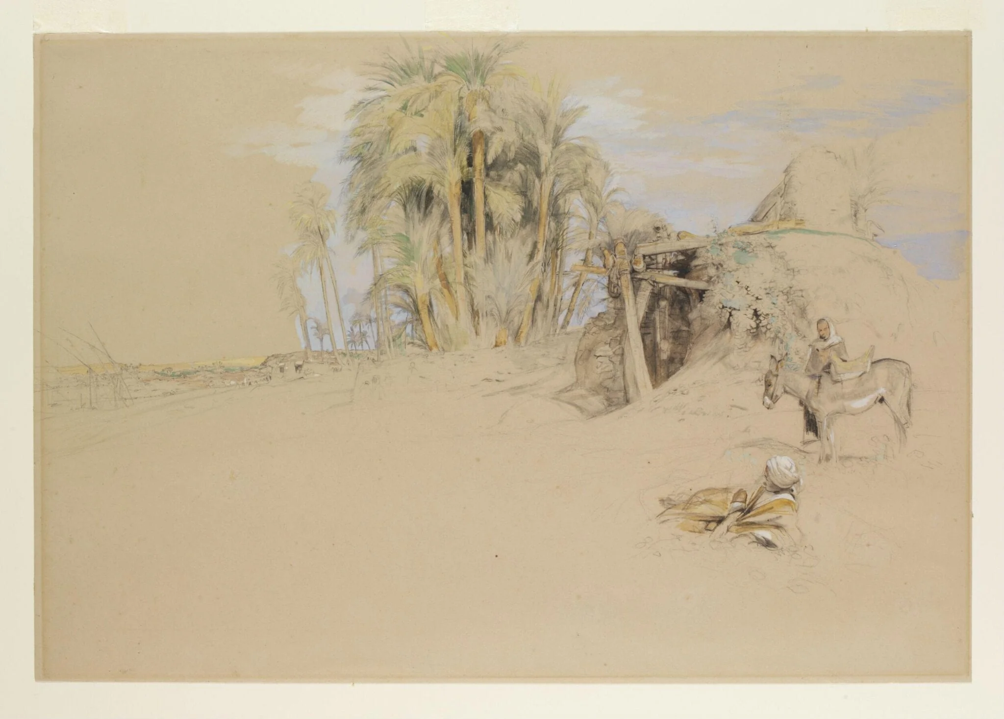 Rural Scene in Upper Egypt, on the banks of the Nile, by John Frederick Lewis, watercolor, 1850