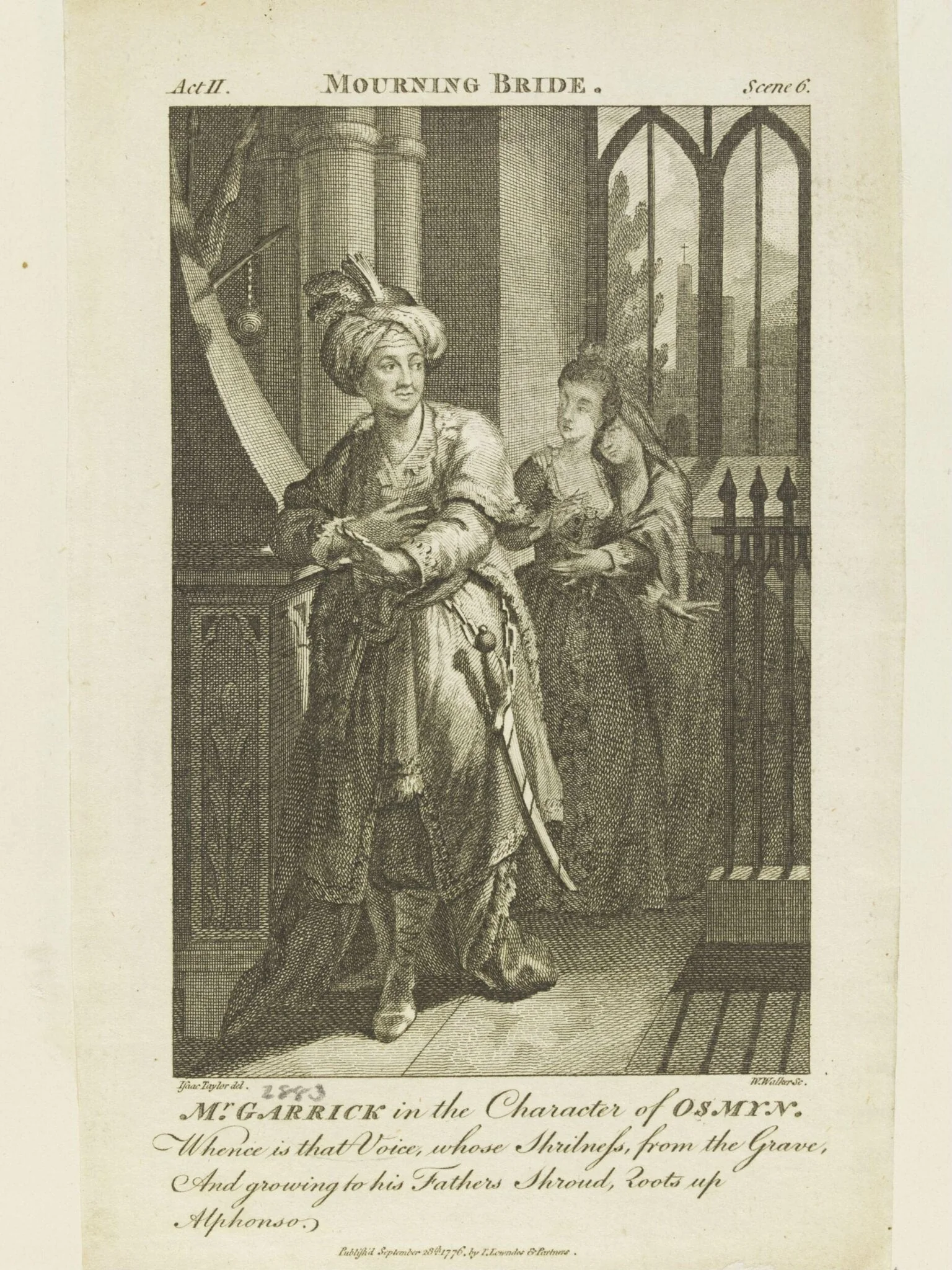 Mr. Garrick in the character of Osmyn, by William Walker, 1745