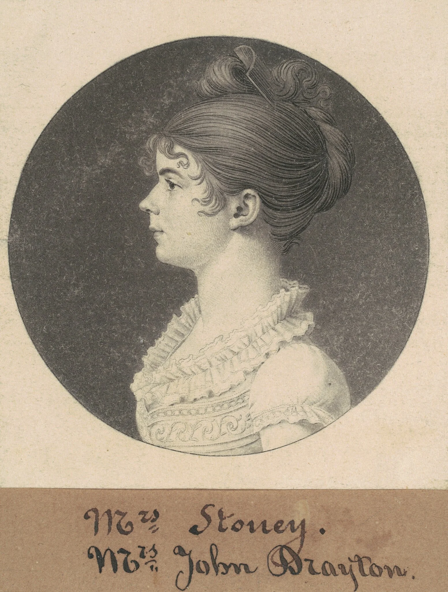 Mrs. William Drayton, by Charles Balthazar Julien Févret de Saint-Mémin, ink, 1809