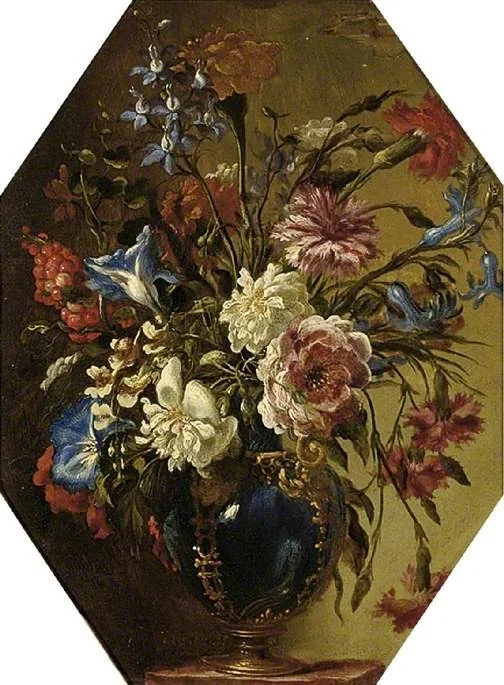 A vase of flowers, by Johann Rudolf Byss, oil, 1709