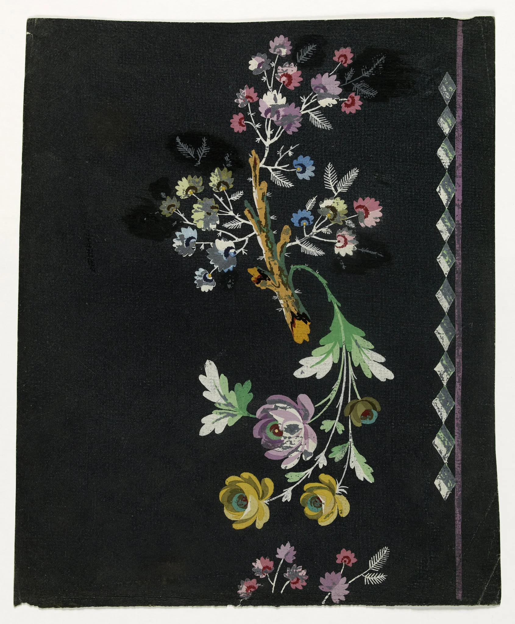 Ramage et fleurs, projets de broderies de gilet, XVIIIème siècle, by Anonyme, 1795