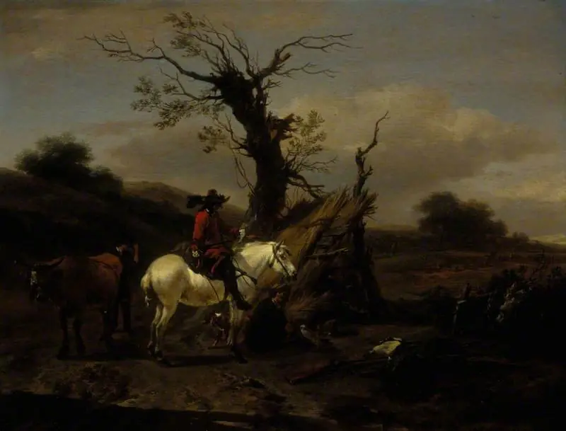 The Bird Trap: Encampment with a Figure on a White Horse