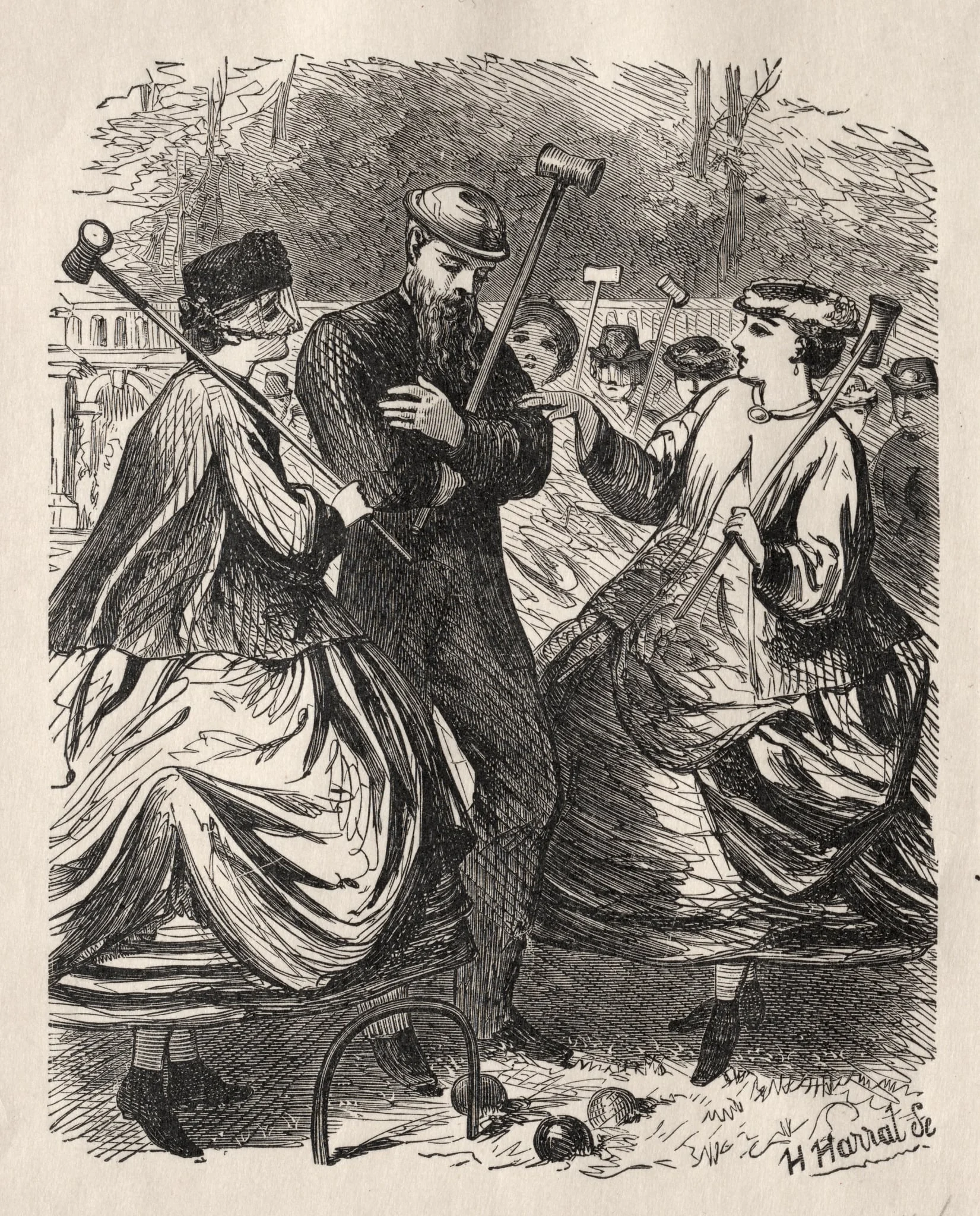 Our Croquet Party, by George Louis Palmella Busson Du Maurier, 1864