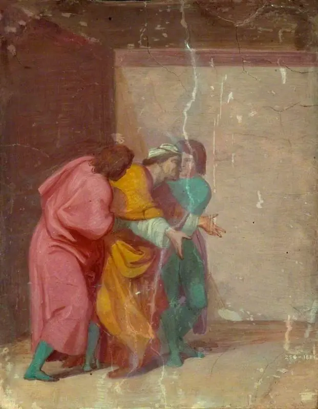An Old Man Restrained by Two Youths (sketch for a mural in the Villa Carreggi)