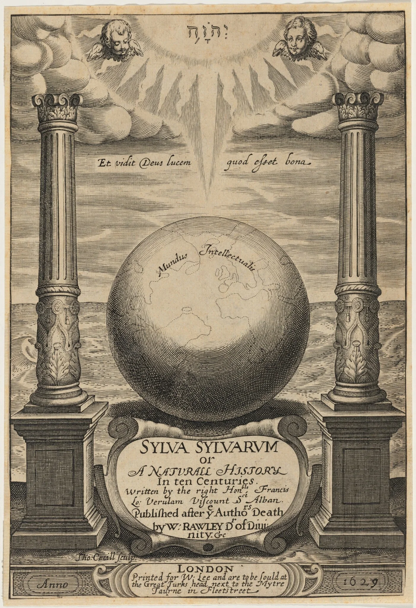 Title Page for Sylva Sylvarum, Francis Bacon, by Thomas Cecil, ink, 1629