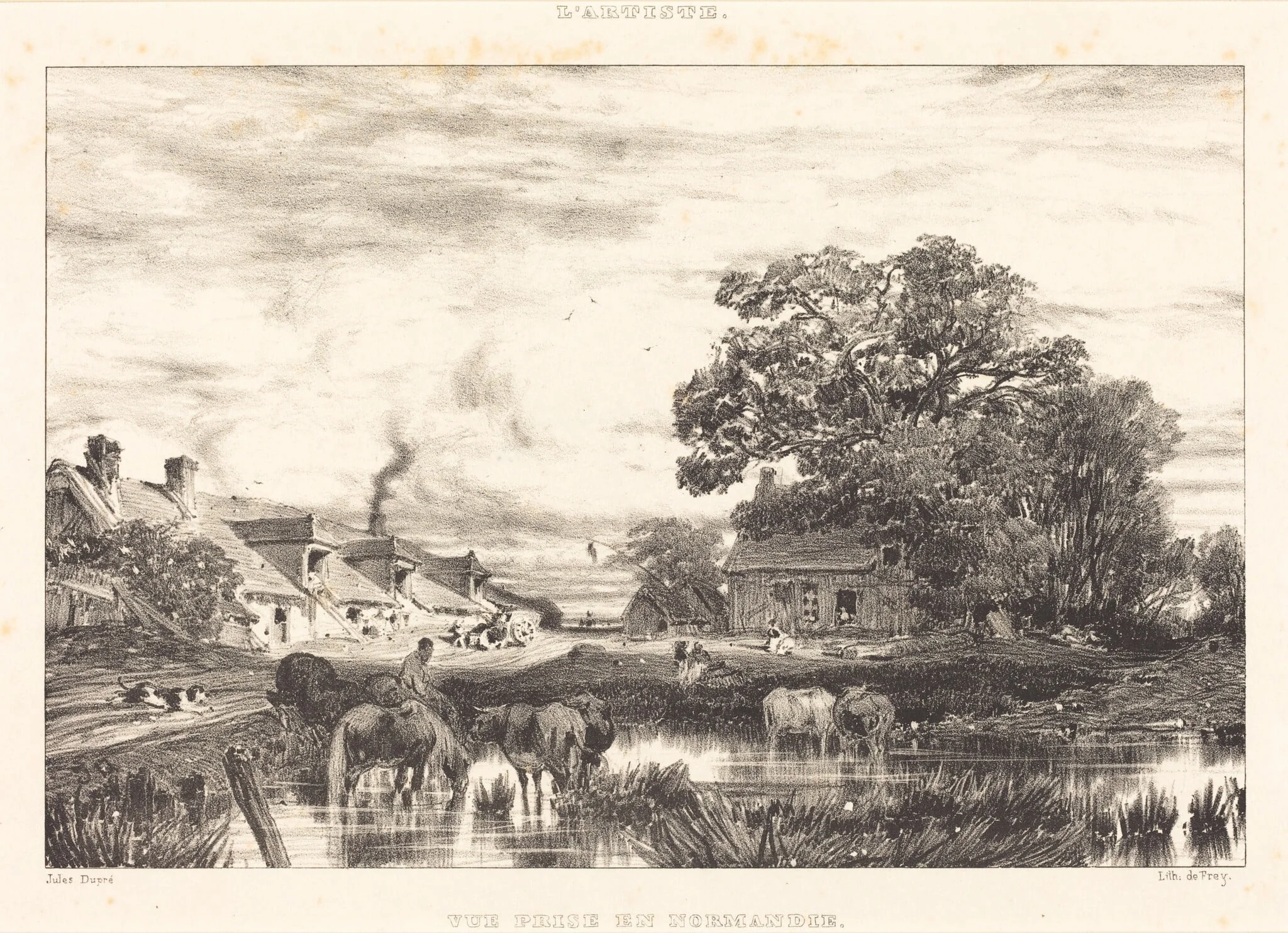 View in Normandy (Vue prise en Normandie), by Jules Dupré, ink, 1835
