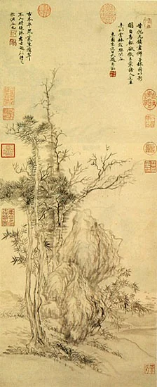 Old Trees and a Cluster of Bamboos after Ni Zan, by Yun Shouping, unspecified, 1650