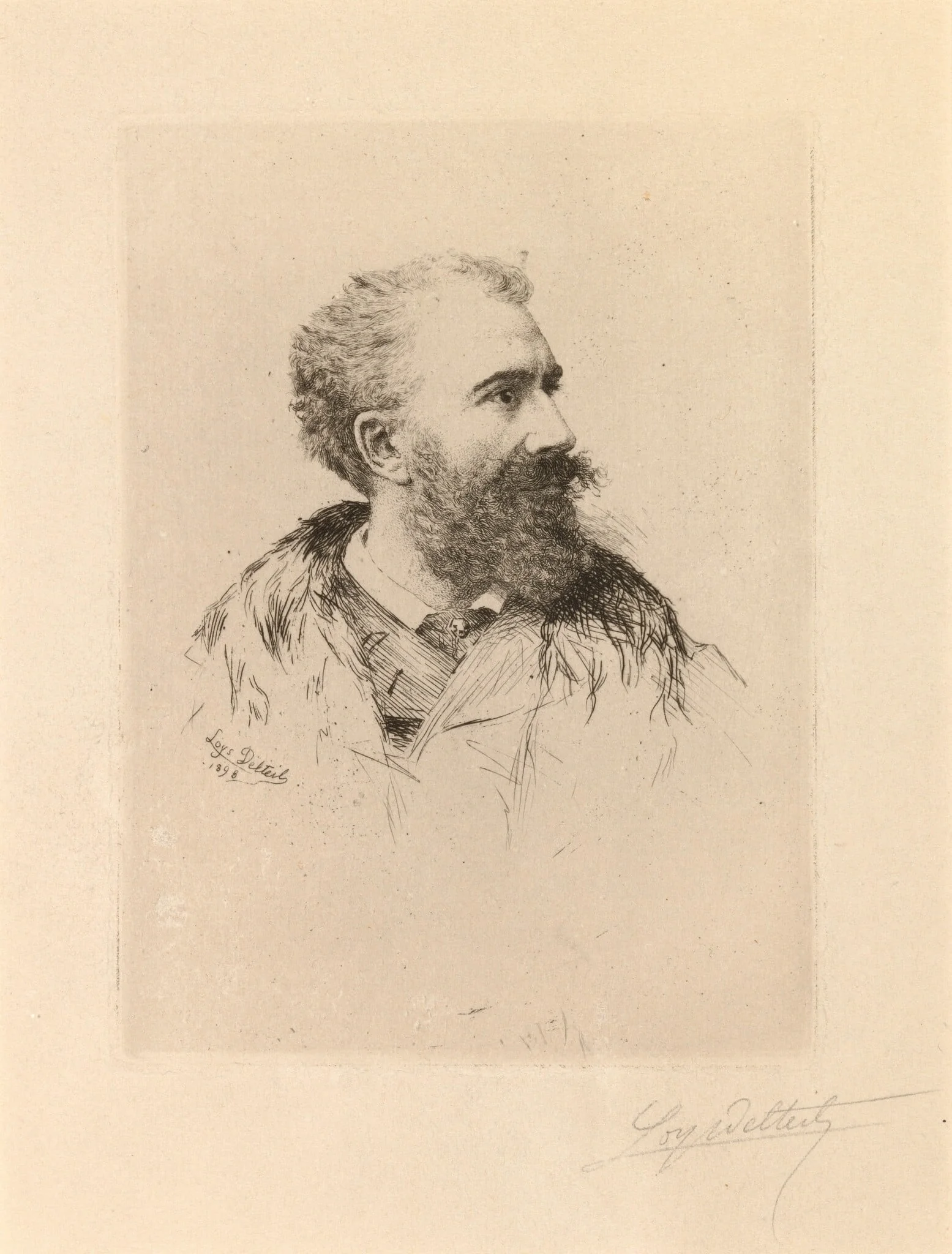 Félix-Hilaire Buhot, by Loys Delteil, ink, 1898