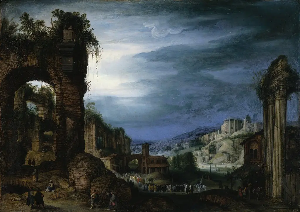 Landscape with Roman Ruins and a Procession