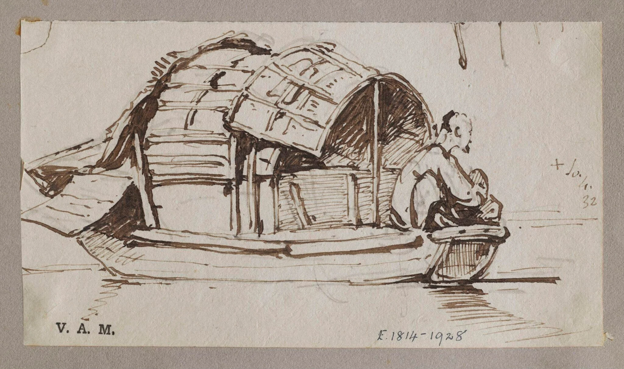 A Tanka boat with a figure seated in the stern, by George Chinnery, 6