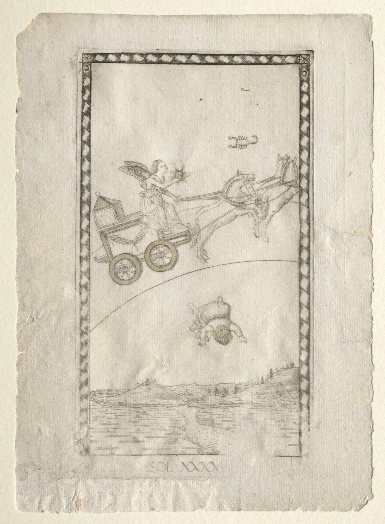 Sun (from the Tarocchi, series A:  Firmaments of the Universe, #44), by Master of the E-Series Tarocchi, 1467