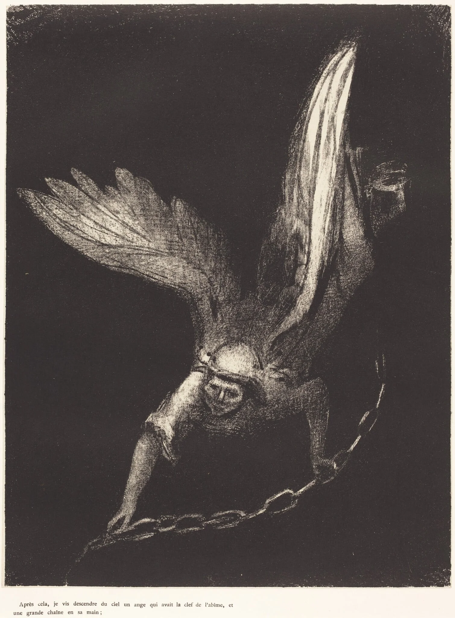 Apres cela je vis descendre du ciel un ange qui avait la clef de l'abime, et une grande chaine en sa main (And I saw an angel come down from heaven, having the key of the bottomless pit and a great chain in his hand), by Ambroise Vollard, ink, 1899