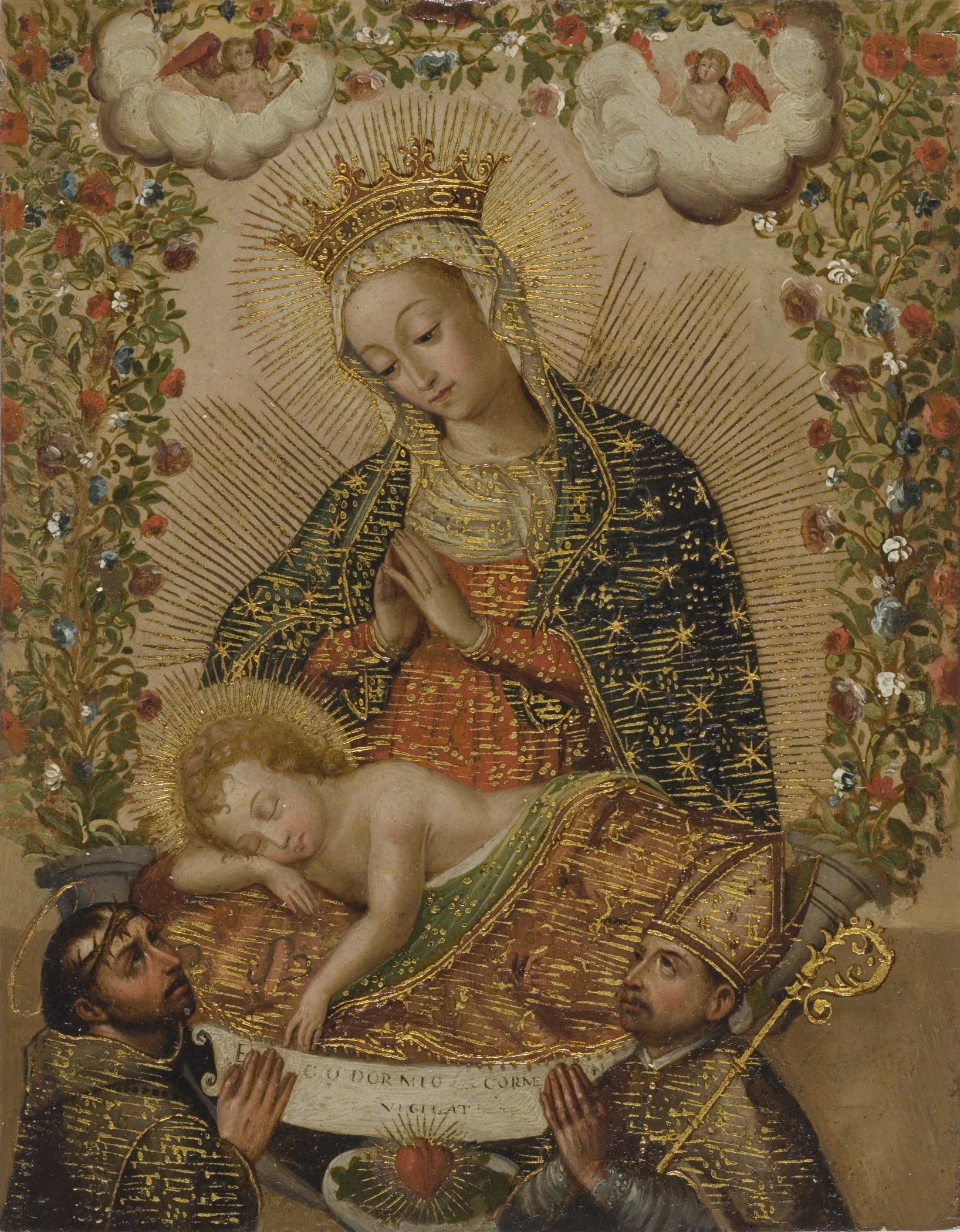 The Virgin Adoring the Christ Child with Two Saints (La Virgin adorando al Niño Jesús con dos santos), by Unknown, unspecified, 1750