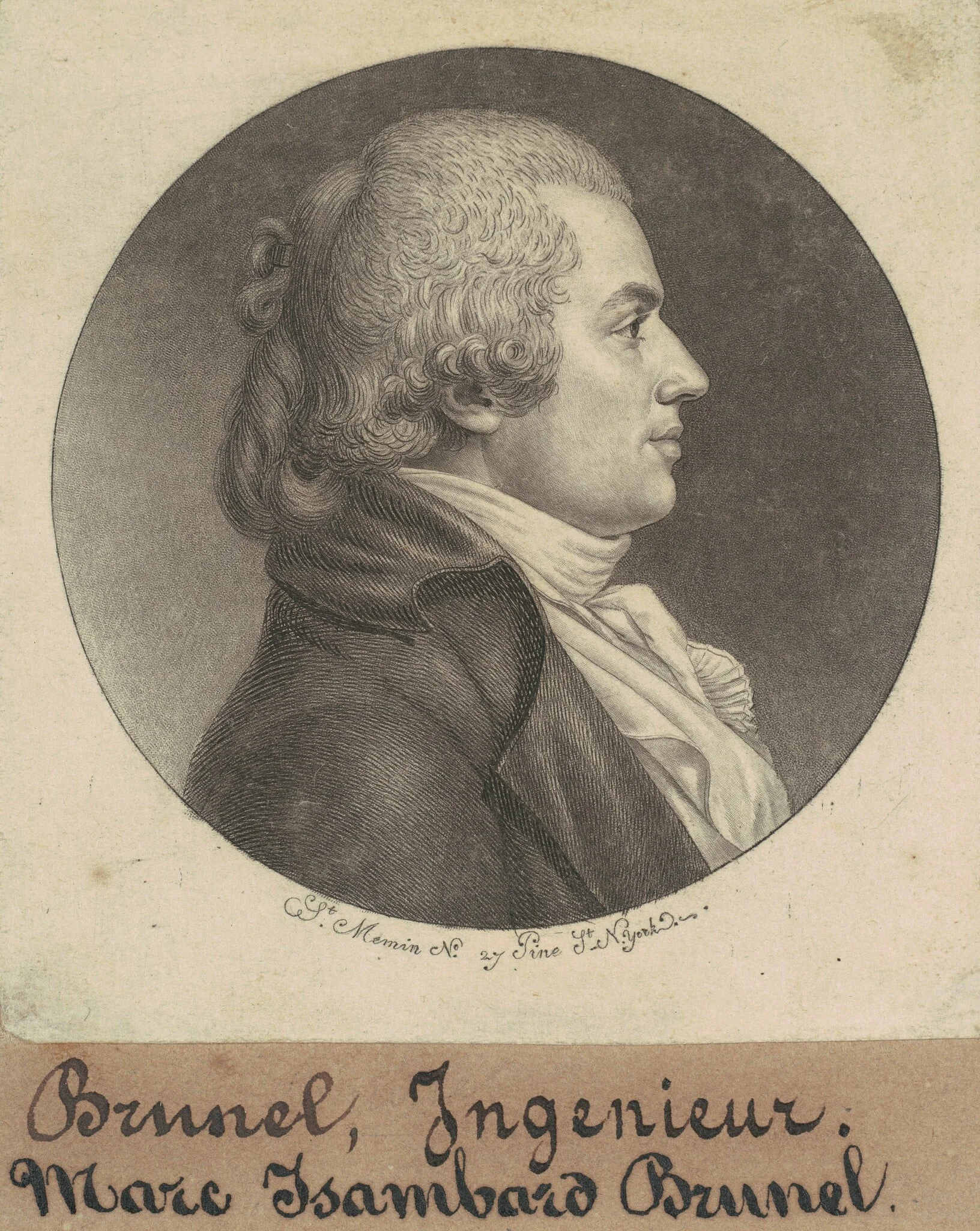 Marc Isambard Brunel, by Charles Balthazar Julien Févret de Saint-Mémin, ink, 1798