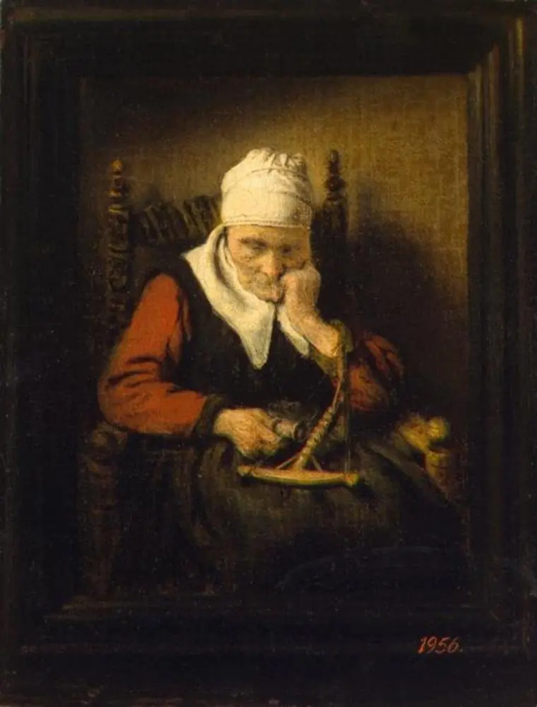 Old Woman Spinning