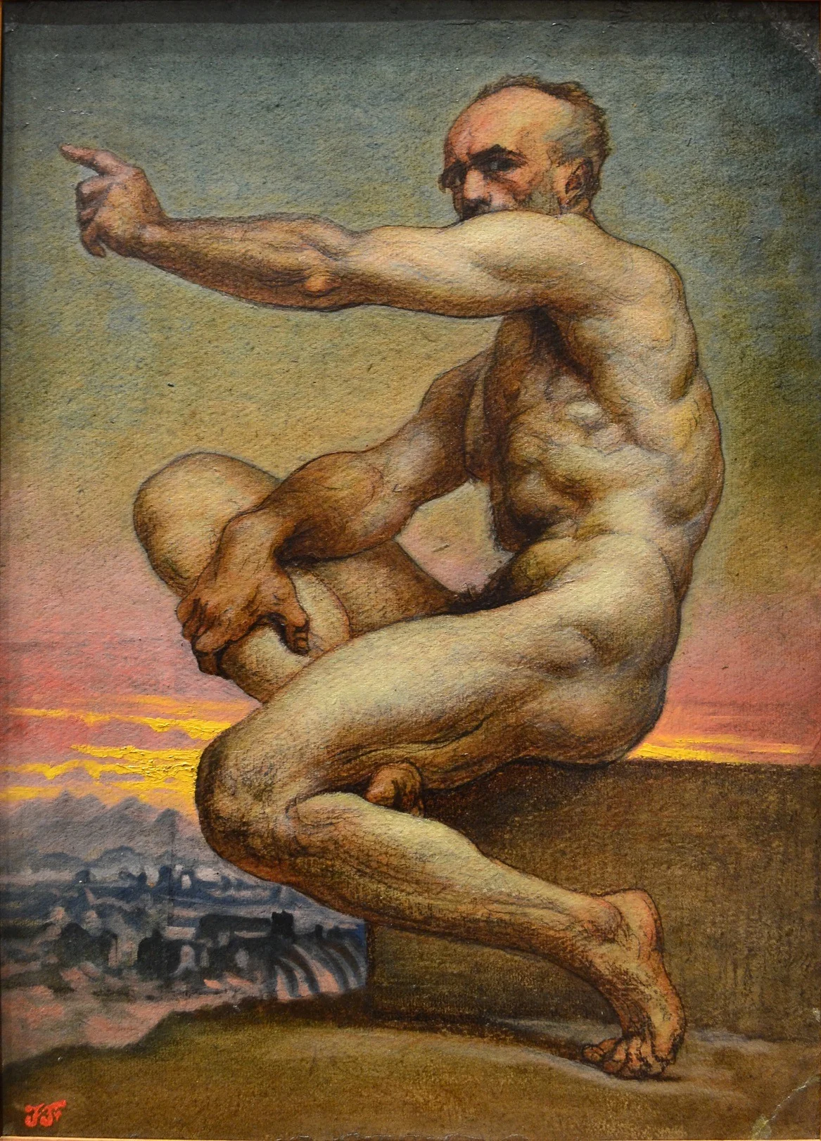 Autoportrait nu, by Jean Baptiste Frénet, oil, 1861