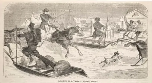 Sleighing in Haymarket Square, Boston