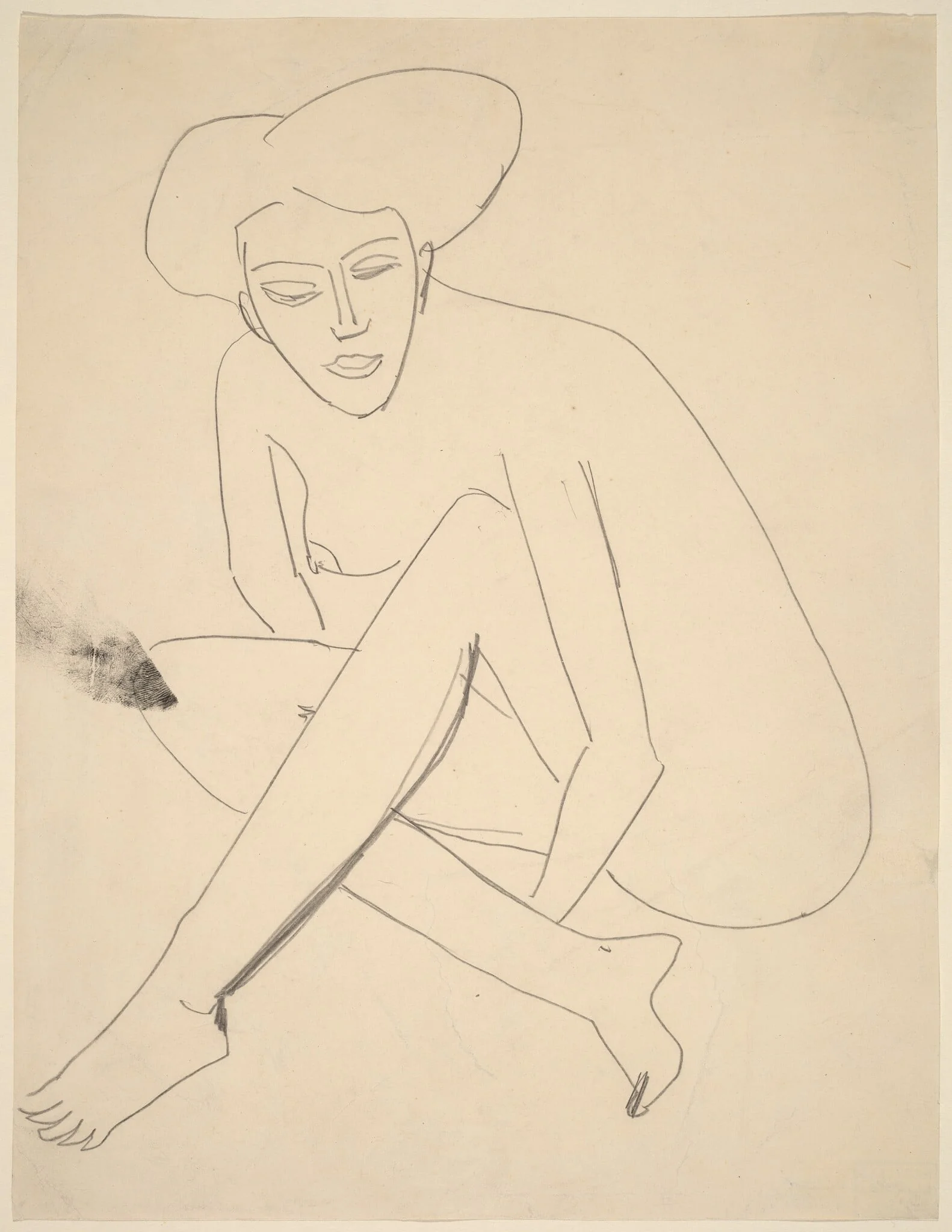 Dodo Seated, by Ernst Ludwig Kirchner, graphite, 1910