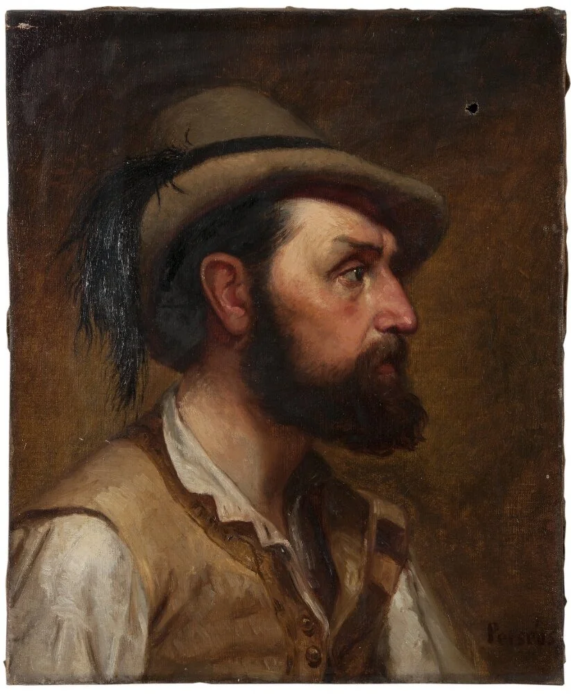 Självporträtt som jägare, by Edvard Perséus, oil, 1875
