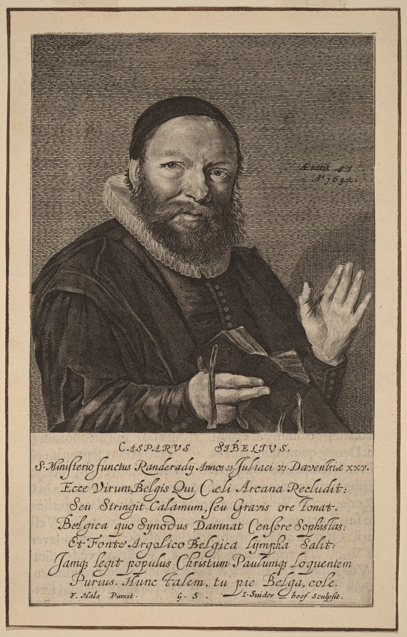 Caspar Sibelius, by Jonas Suyderhoff, ink, 1642
