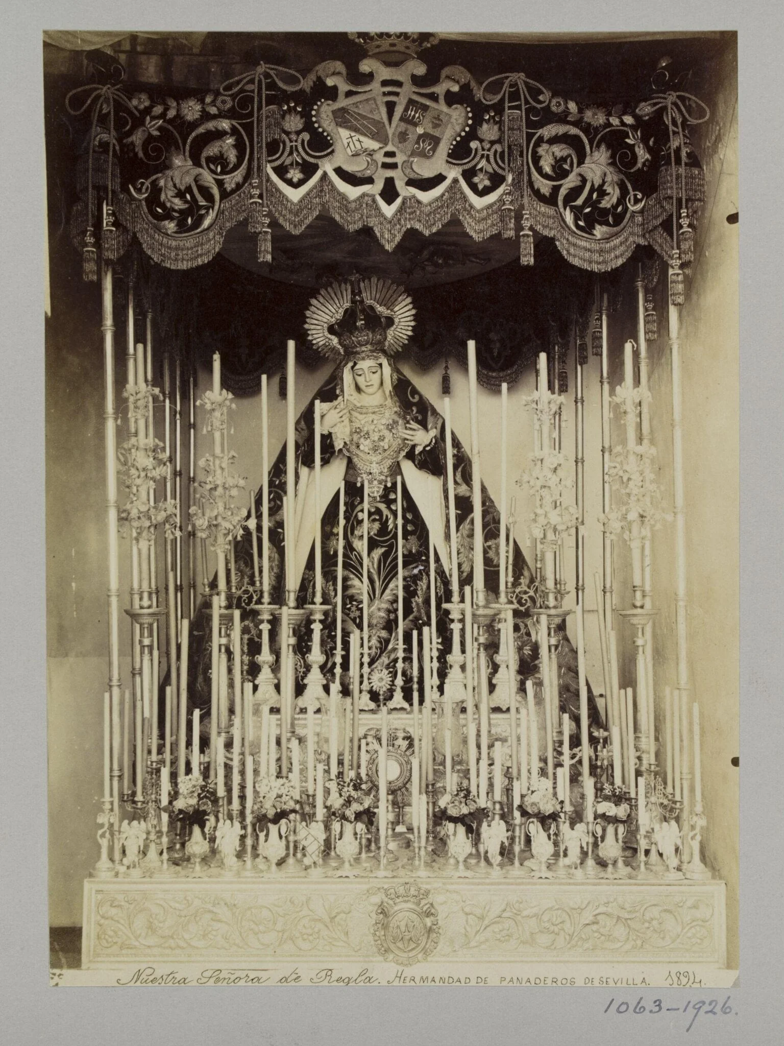 Processional sculpture of Our Lady of Regla, housed in the Chapel of San Andrés in Seville, by Unknown, photographic, 1894