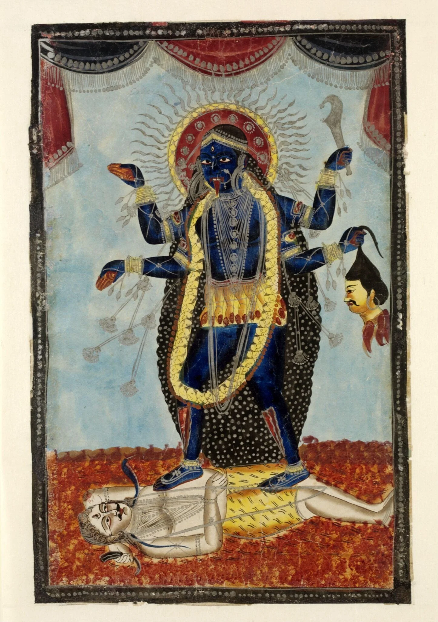 Kali and Shiva, by Unknown, paint, 1860