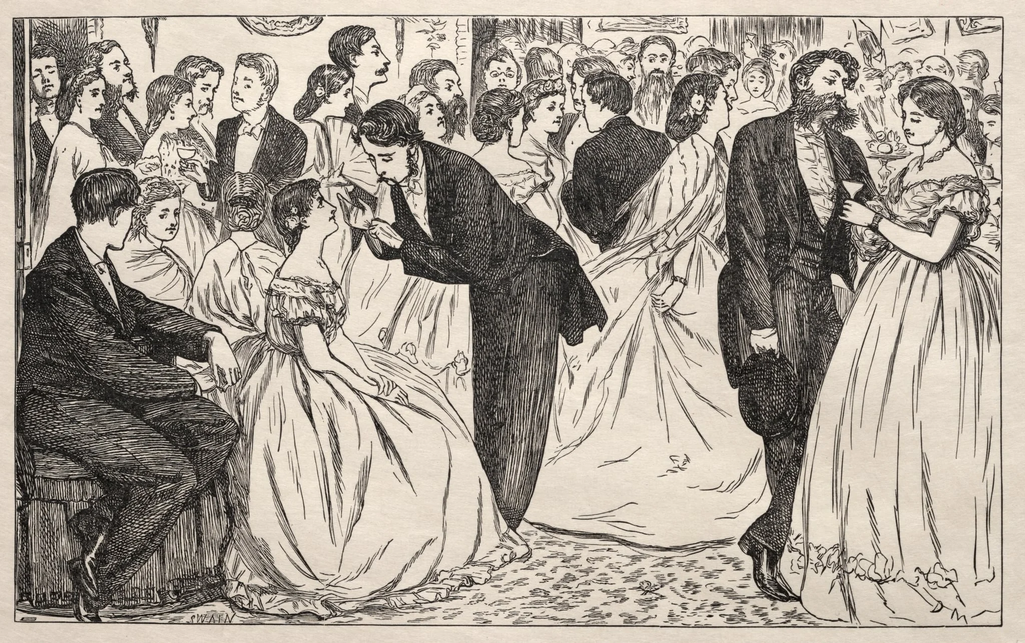 A Little Hop in Harley Street, by George Louis Palmella Busson Du Maurier, 1863