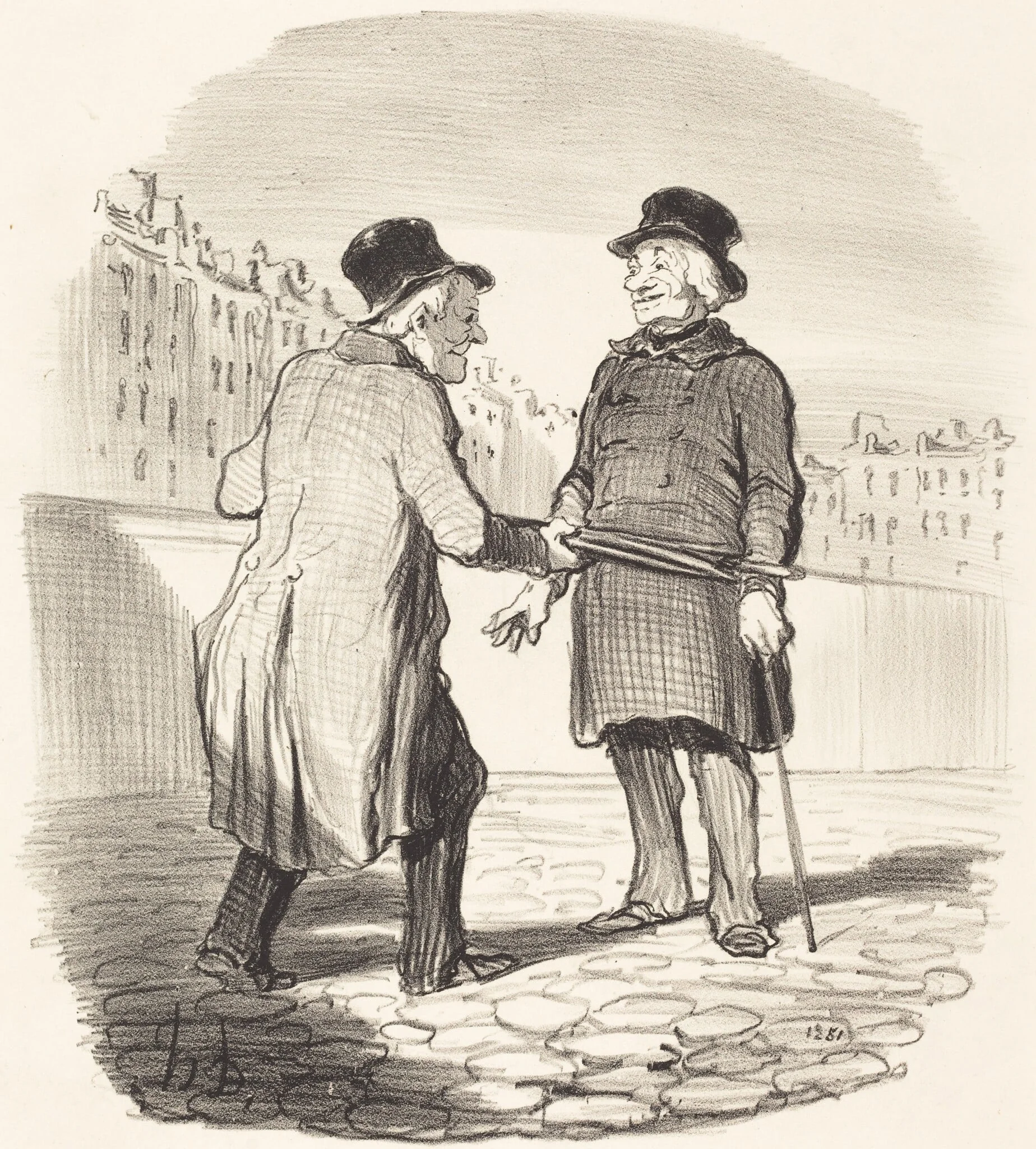 Je vous arrête, mauvais sujet..., by Honoré Daumier, ink, 1852
