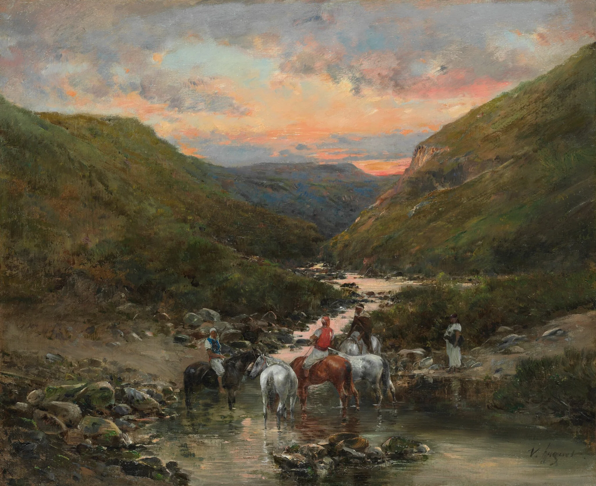 Ravine Near Biskra, by Victor Huguet, oil, 1895