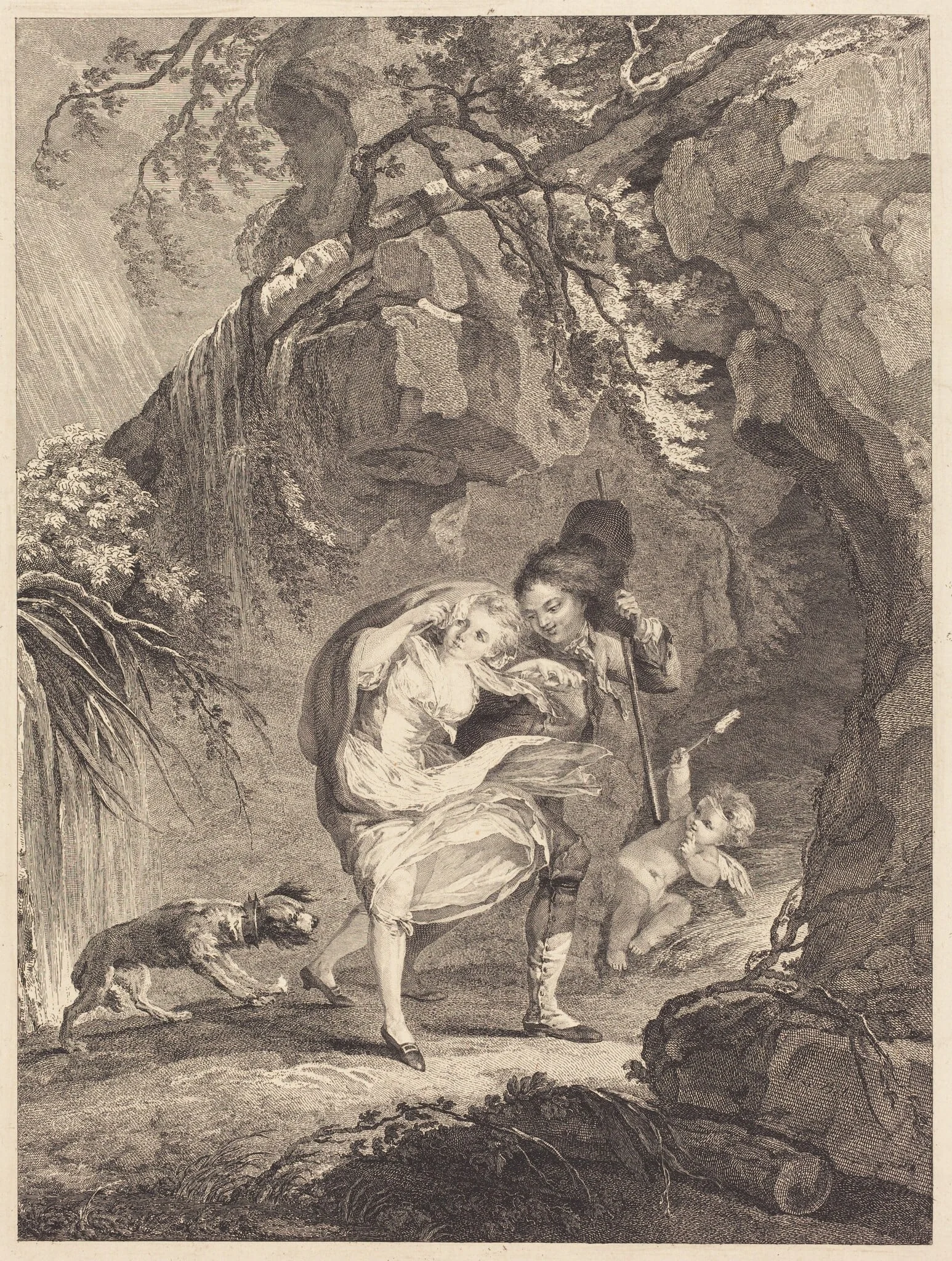 Le coup de vent (The Gust of Wind), by Abraham Girardet, ink, 1785