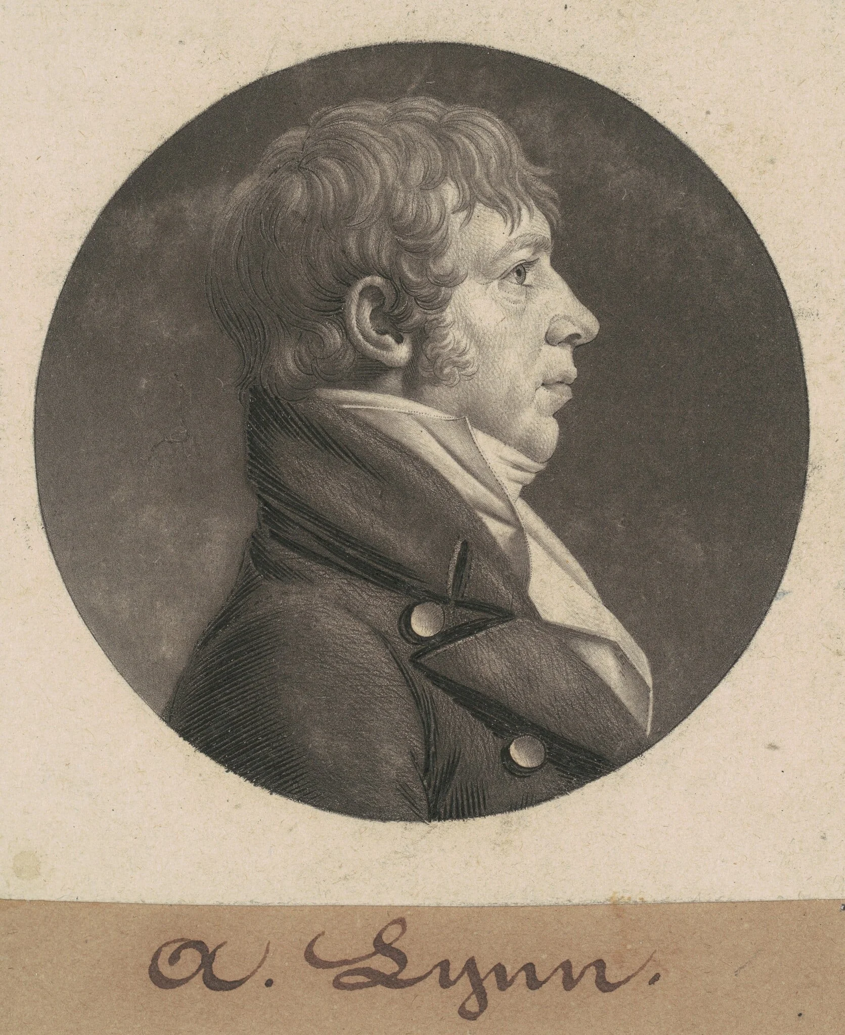 Adam Lynn, by Charles Balthazar Julien Févret de Saint-Mémin, ink, 1805