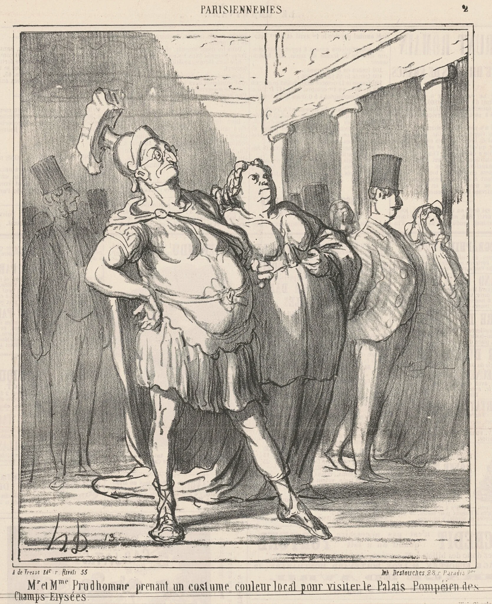 Mr. et Mme Prudhomme prenant un ..., by Honoré Daumier, ink, 1866