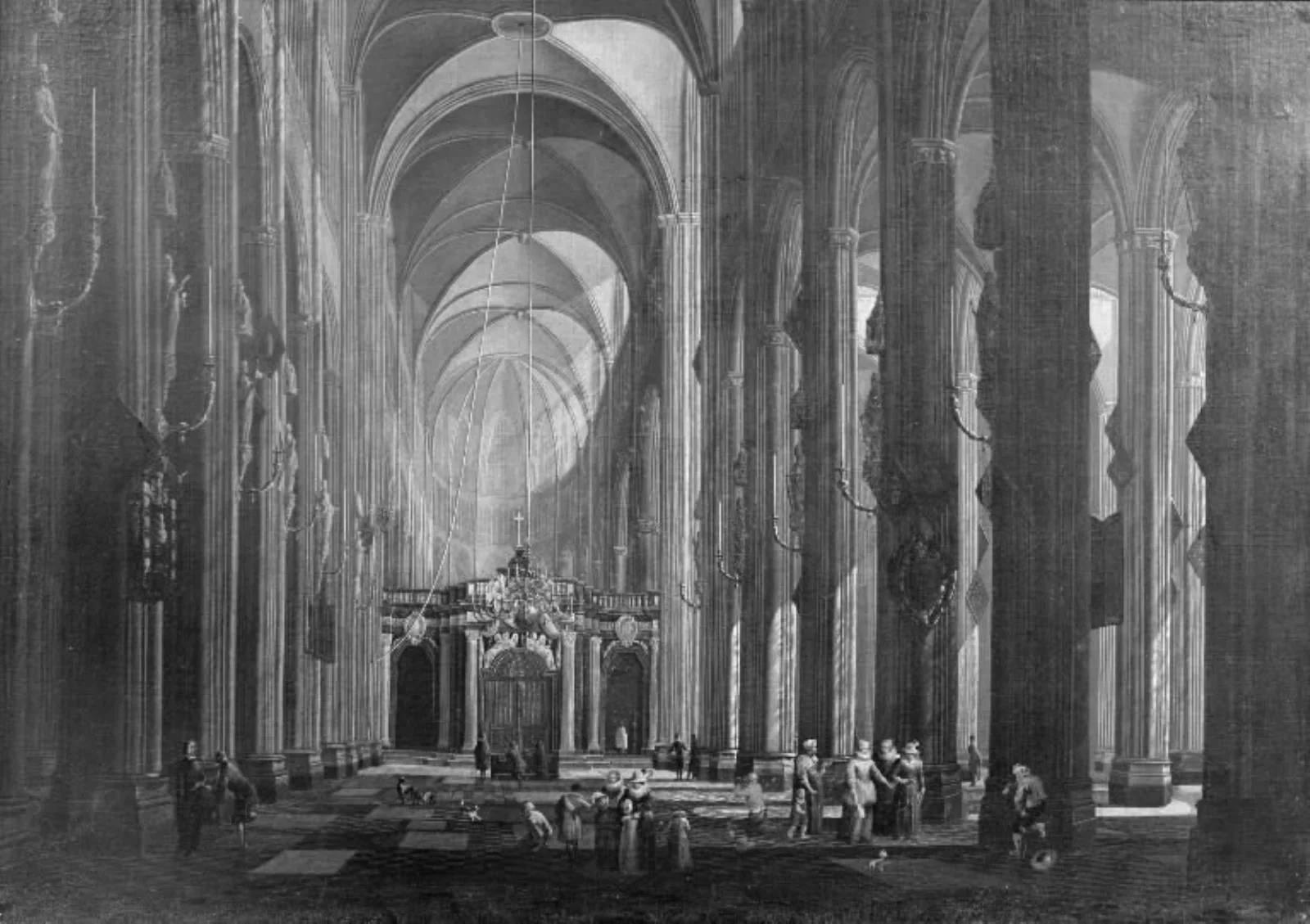 Interior of a Five-Aisled Catholic Church, by Unknown, 1698