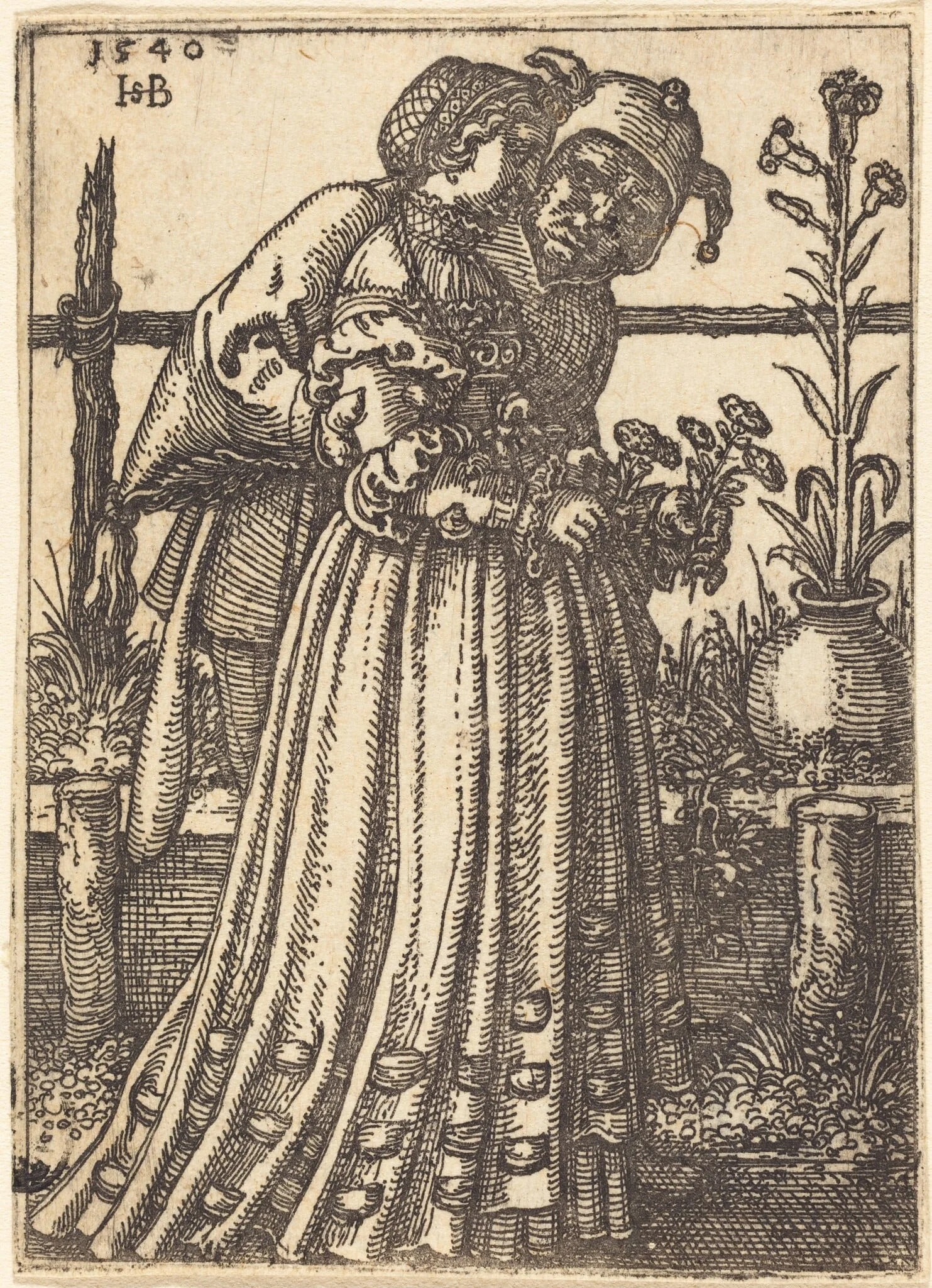 The Lady and the Fool, by Sebald Beham, ink, 1540