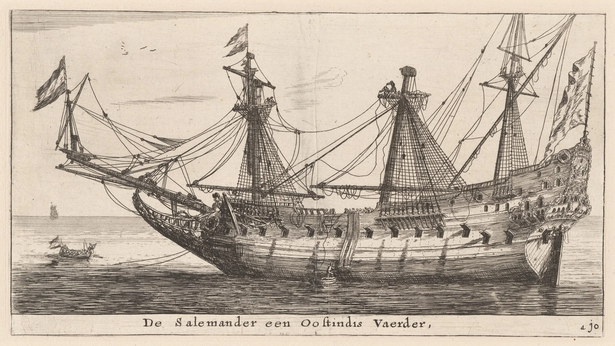 The "Salemander," an East-Indian Merchantman, by Nooms, called Zeeman, Reinier, ink, 1653