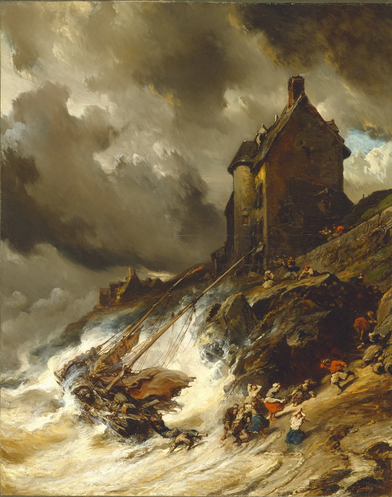 The Wreck, by Eugène Isabey, oil, 1854