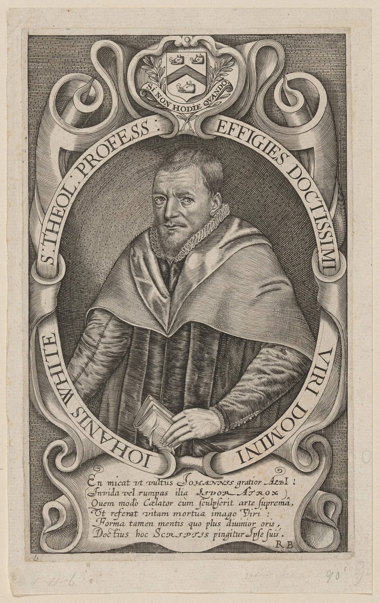 John White, D.D., Minister of Eccles, by Unknown 19th Century, ink, 1624