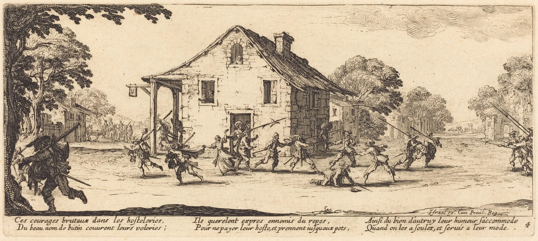 Scene of Pillage, by Jacques Callot, ink, 1633