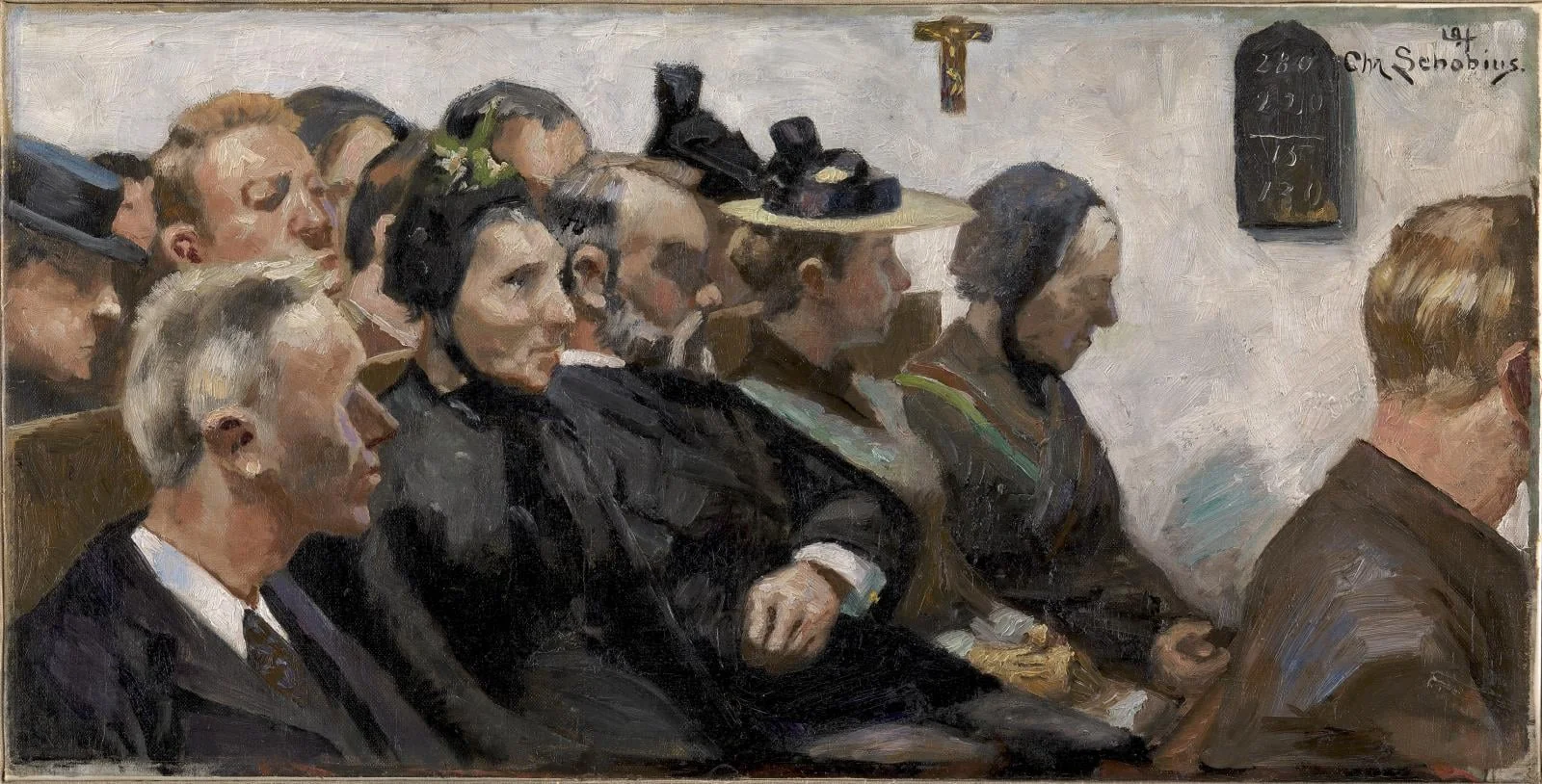 Tilhørere i en landsbykirke, by Unknown, 1894