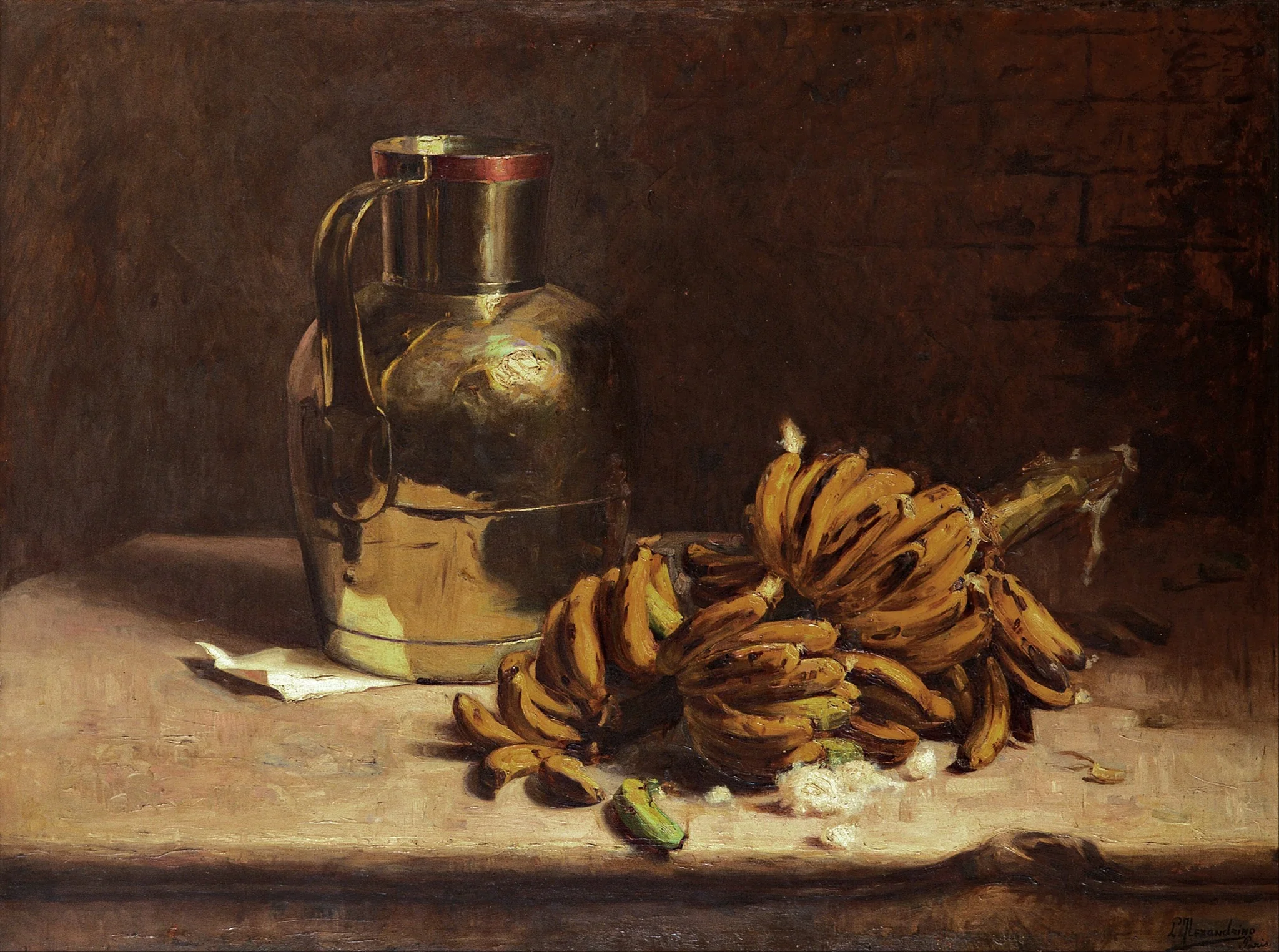 Bananas and Metal, by Pedro Alexandrino Borges, oil, 1900