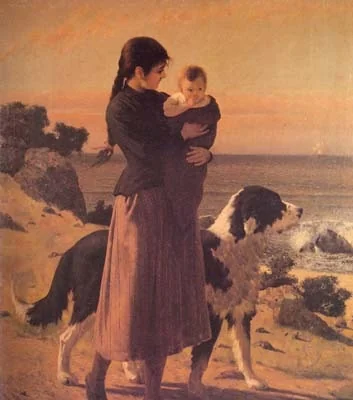 Beach Scene with Figure, by Pedro Lira Rencoret, oil, 1900