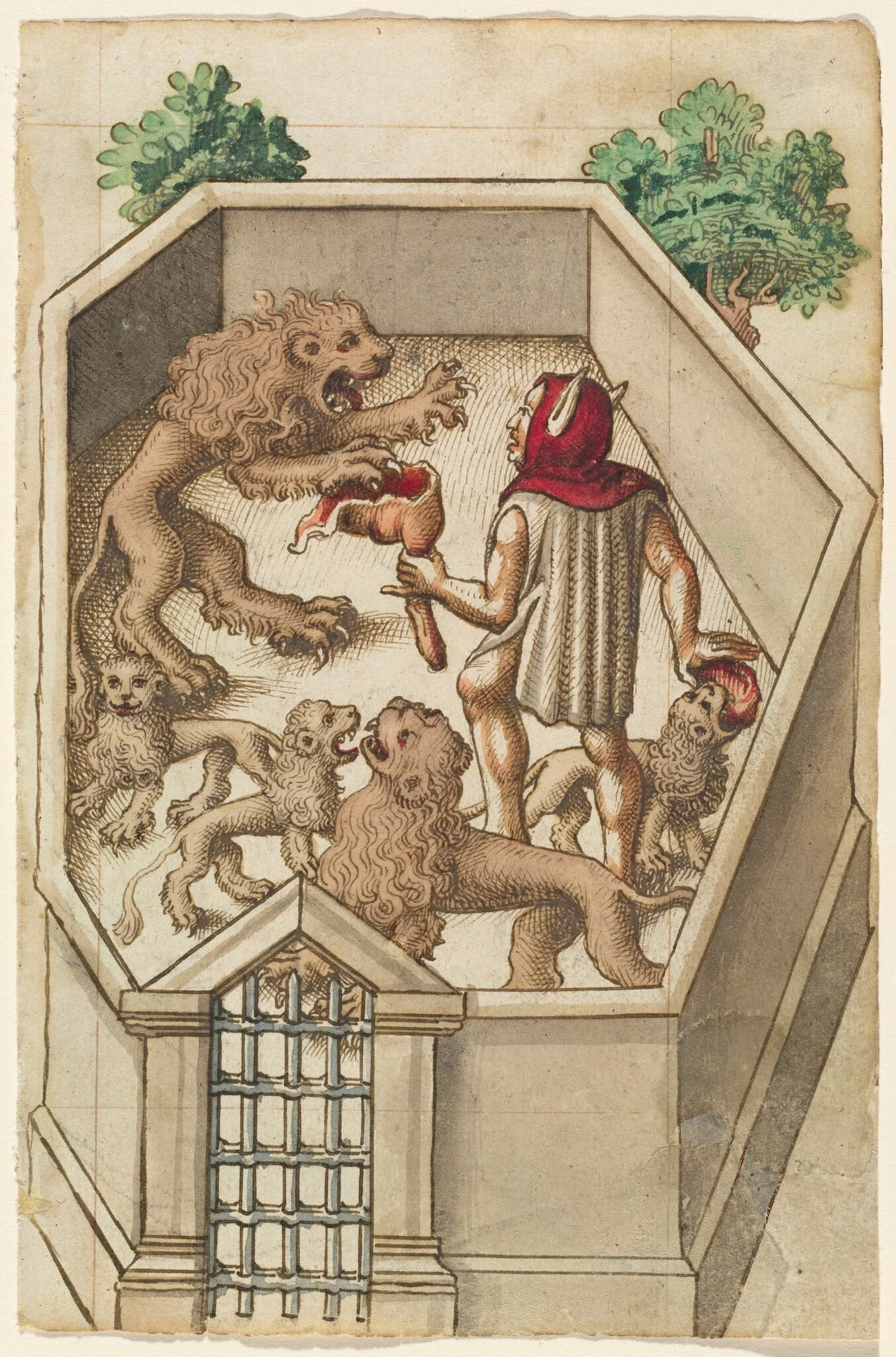 "Feed Not Things That Have Sharp Claws" [fol. 38 recto], by French early 16th Century, ink, 1513