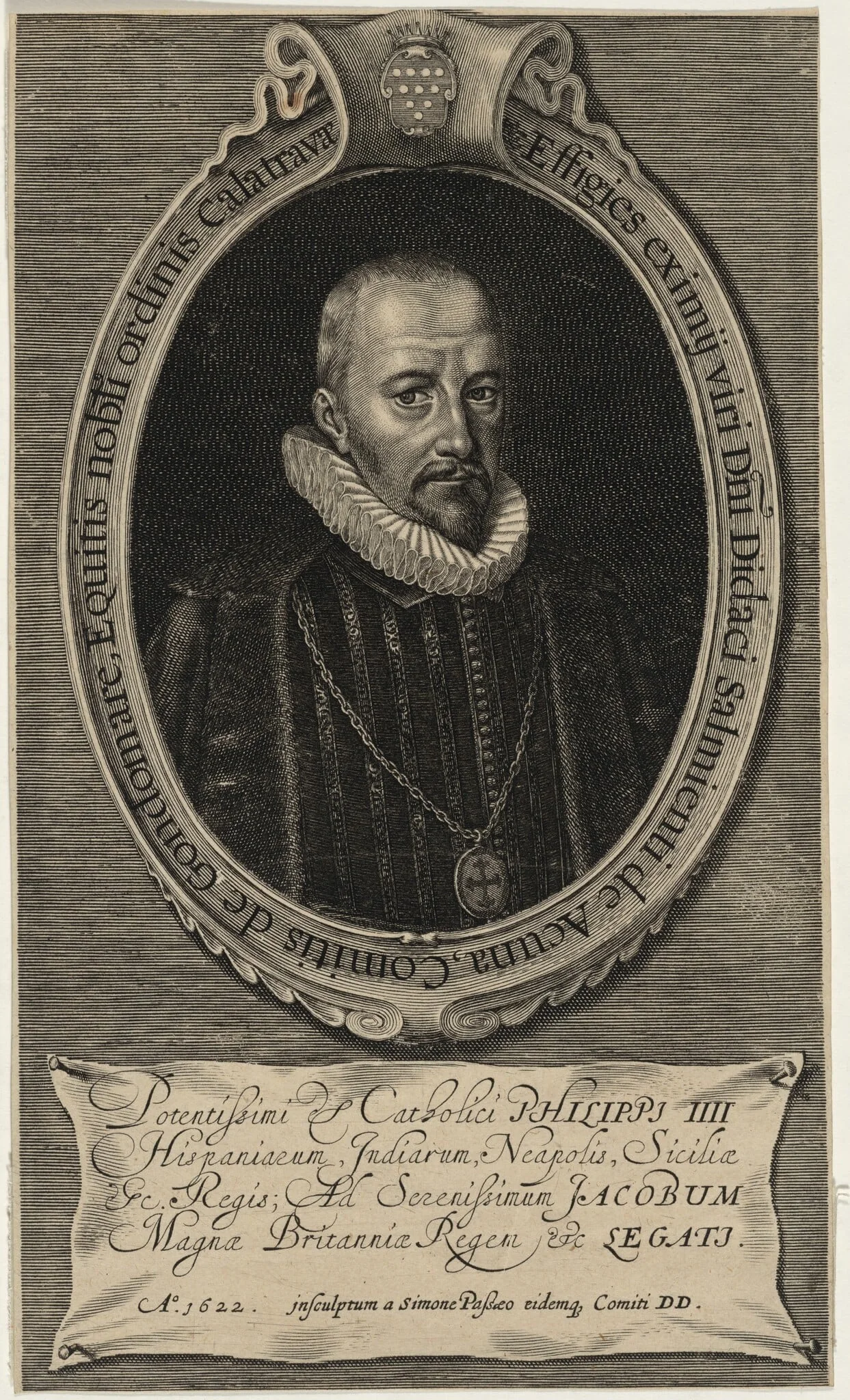 Diego Sarmiento de Acuna, Count of Gondomar, by Simon van de Passe, ink, 1621